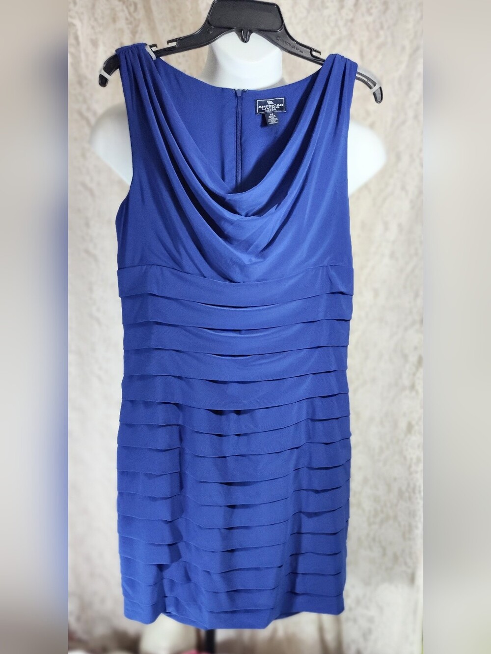 American Living Royal Blue Cascading Ruffle Dress